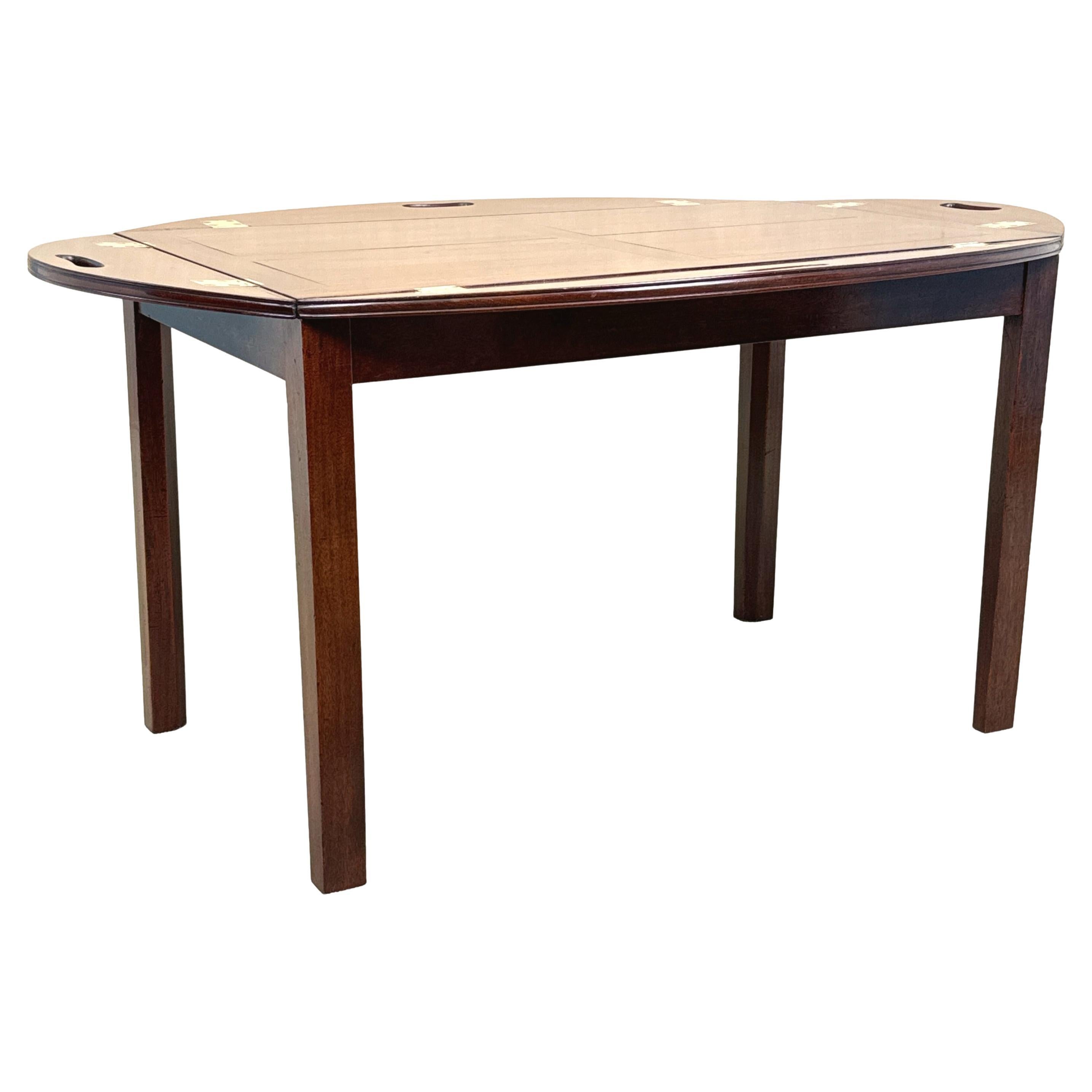 Oval Mahogany Georgian 18th Century Butlers Tray On Stand