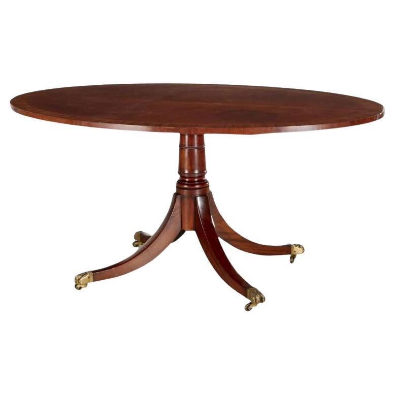 Oval Mahogany Pedestal Breakfast Table With Banded Edge For Sale