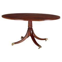 Vintage Oval Mahogany Pedestal Breakfast Table With Banded Edge