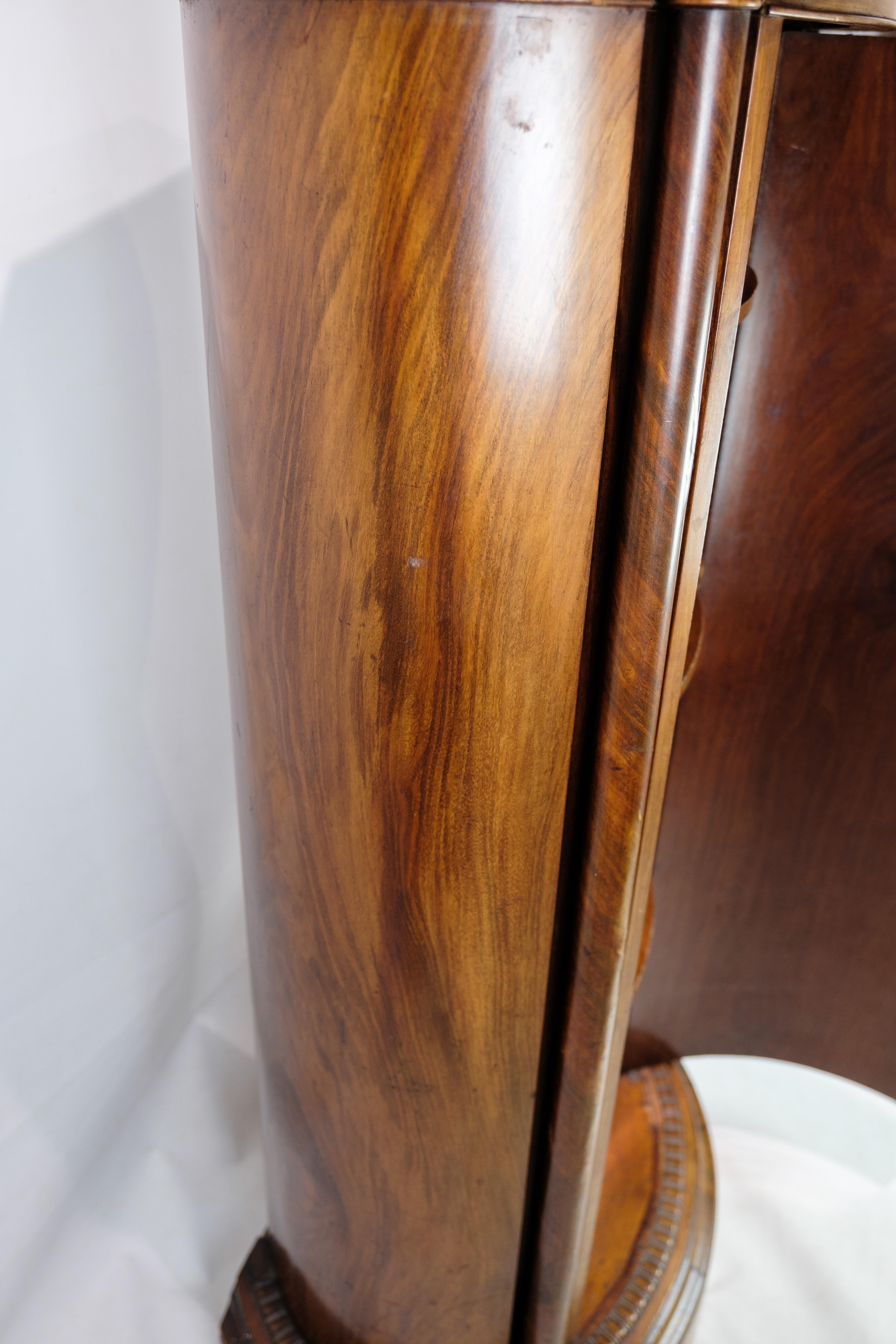 Danish Oval Mahogany Pedestal Cabinet With Carvings From The 1820's  For Sale