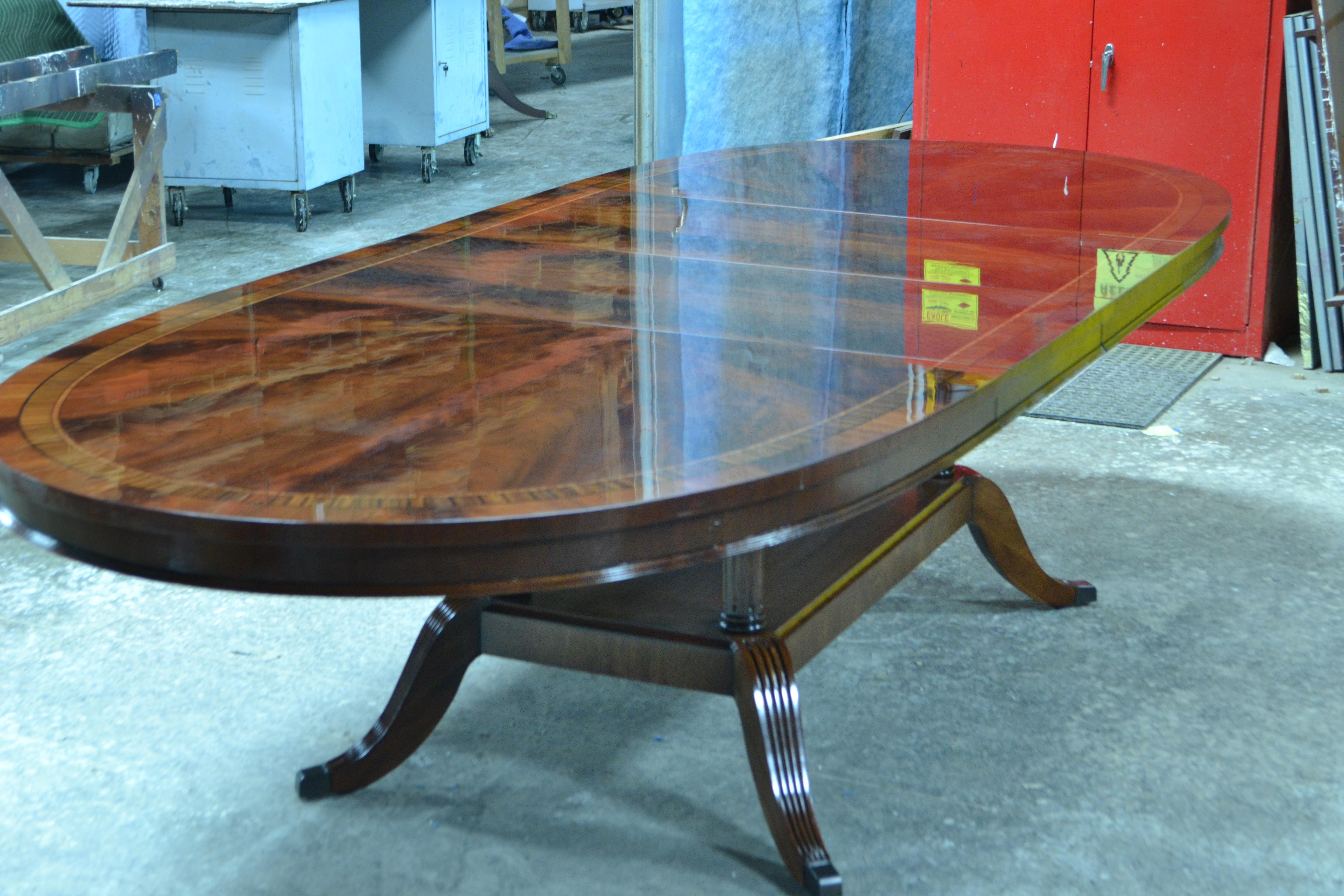 Contemporary Custom Oval Traditional Mahogany Dining Table by Leighton Hall For Sale