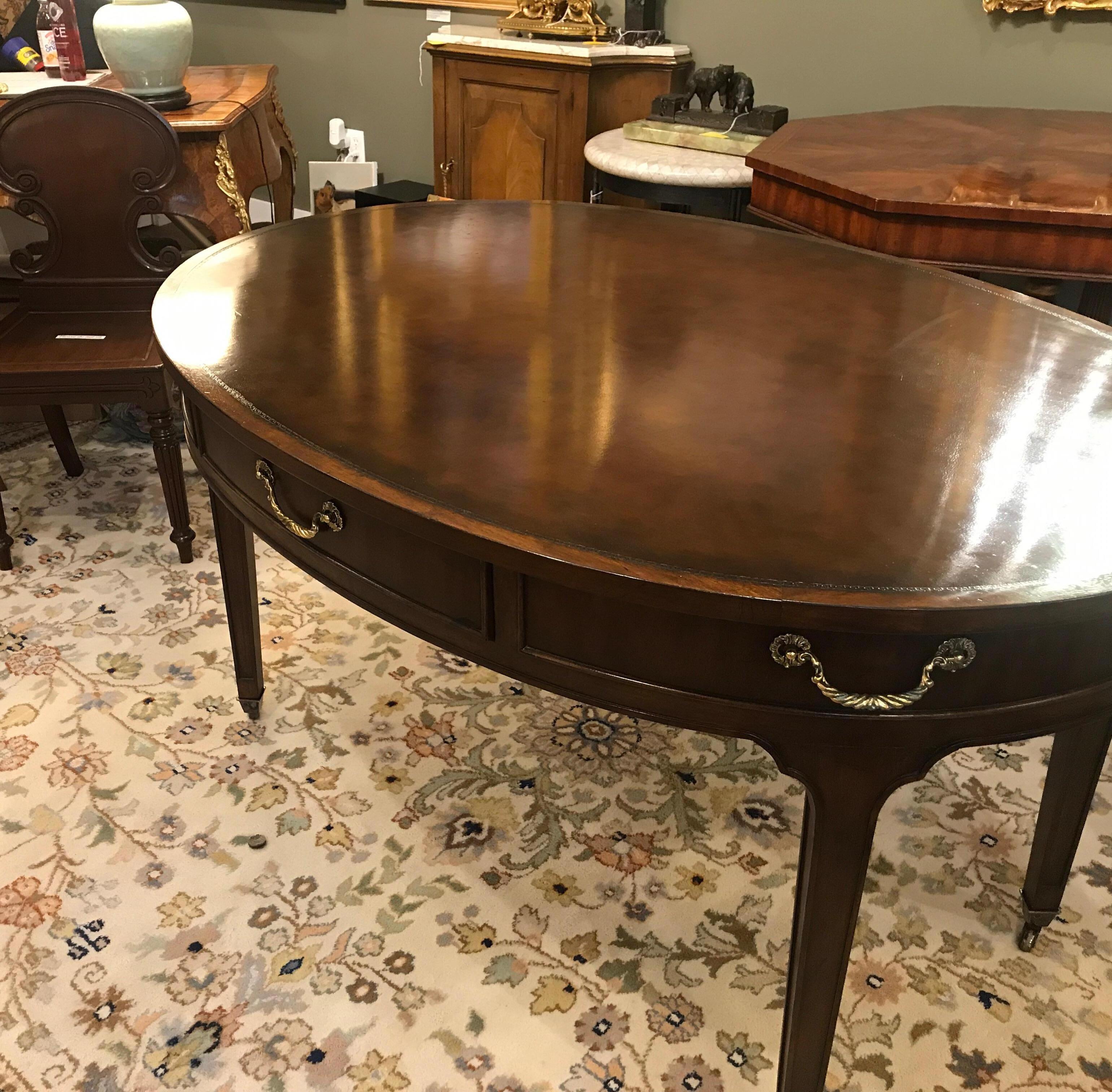 American Oval Mahogany Writing Table Desk