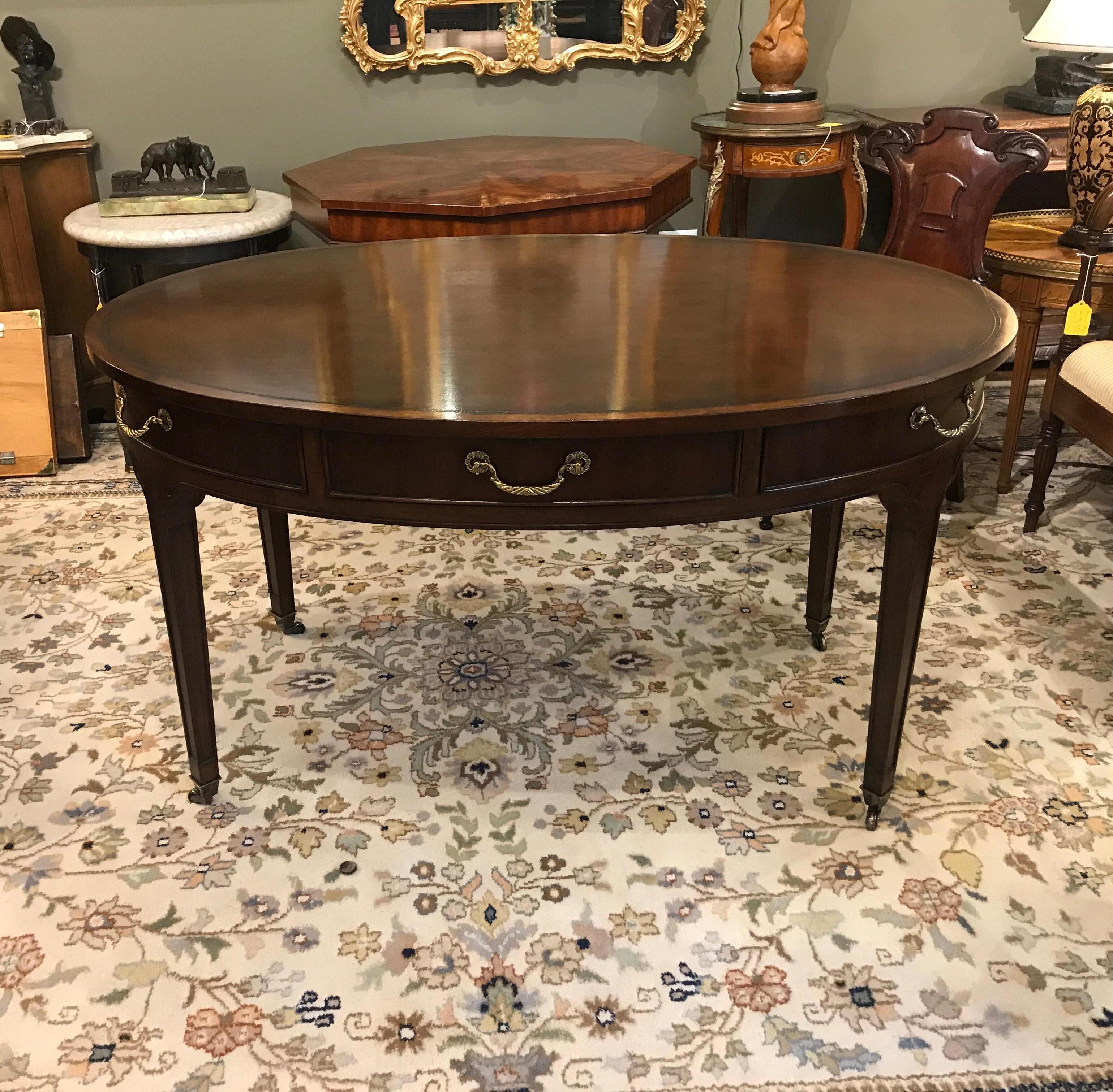 Oval Mahogany Writing Table Desk 1