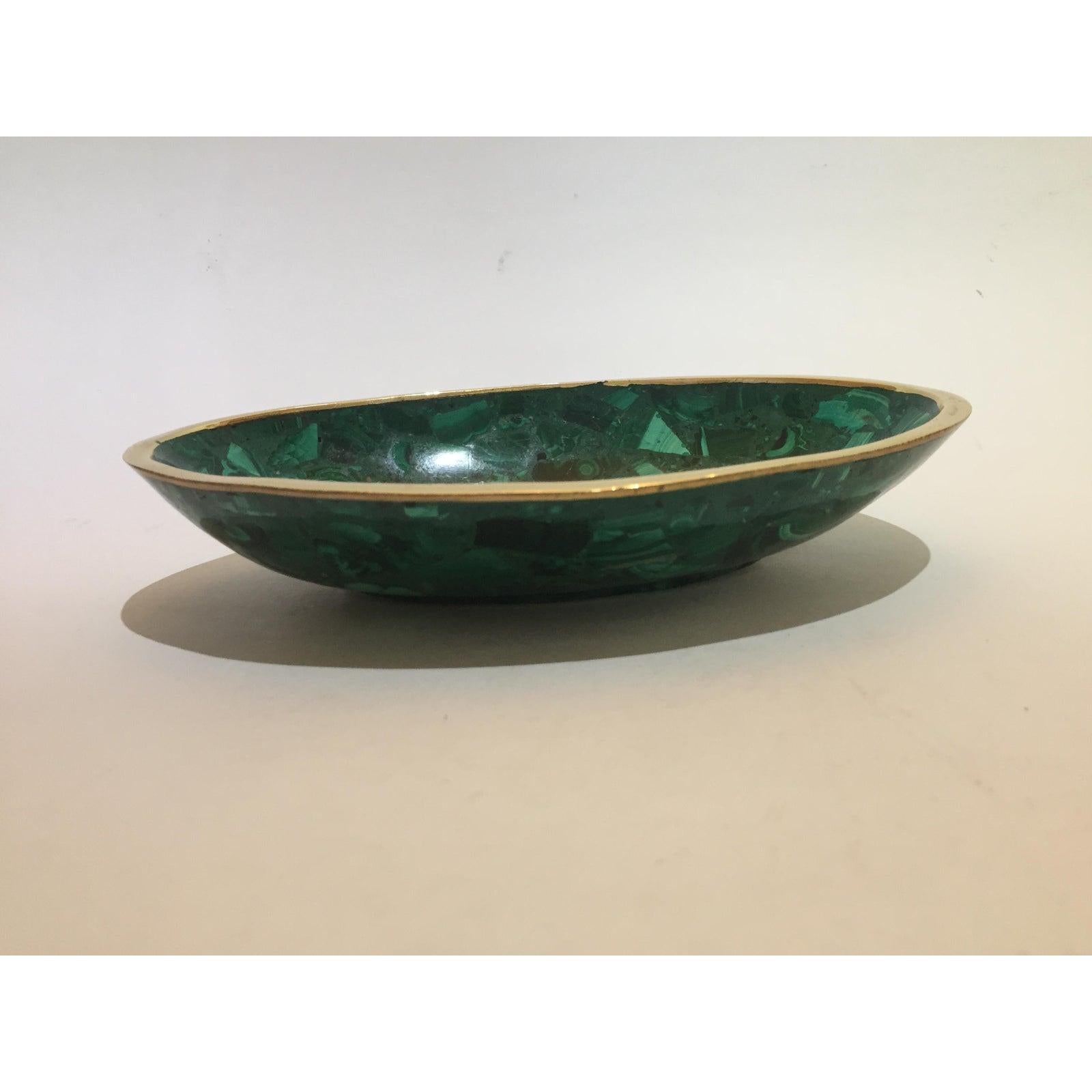 Oval Malachite and Brass Dish 3