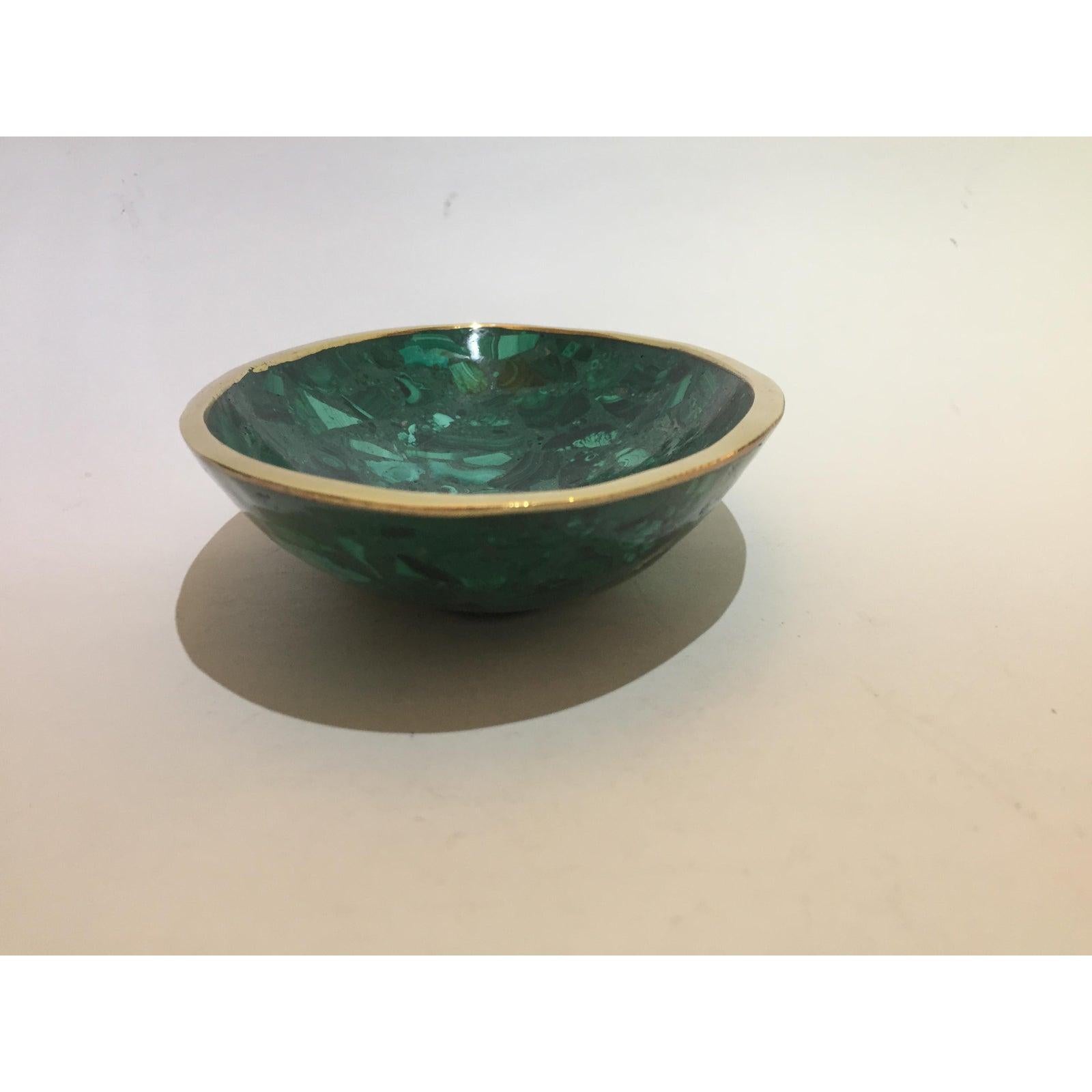 This stylish oval malachite and brass dish will make the perfect catchall for your house keys and phone or perhaps bedside to hold a watch or earrings.