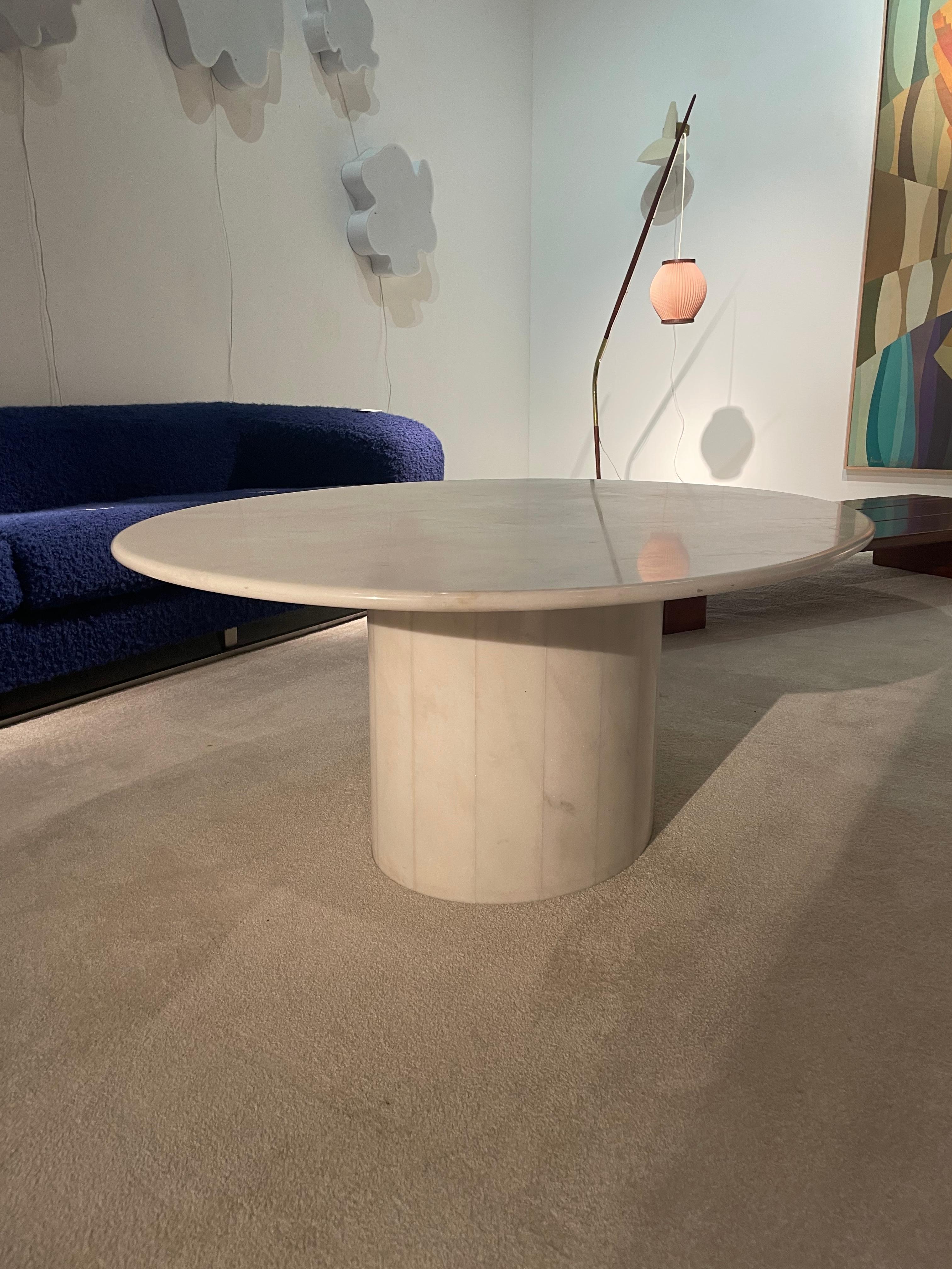Mid-Century Modern Oval Marble Coffee Table For Sale