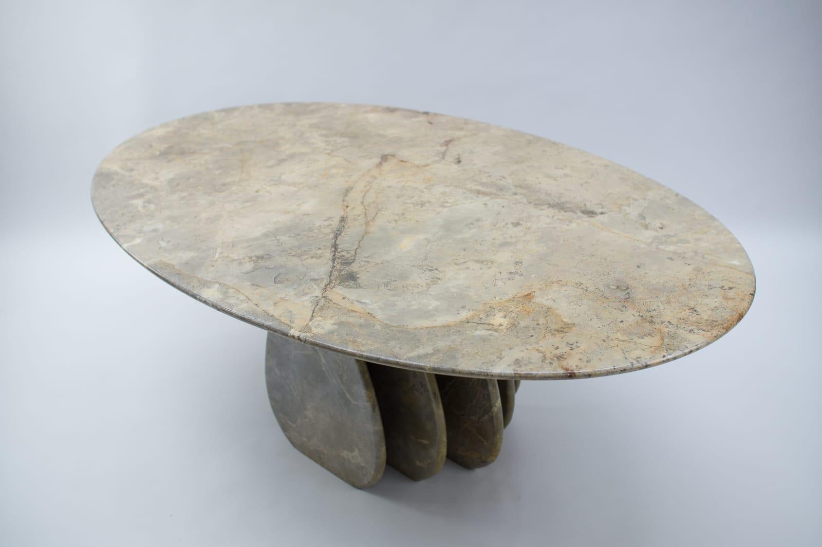 Oval Marble Coffee Table, Italy, 1970s 5