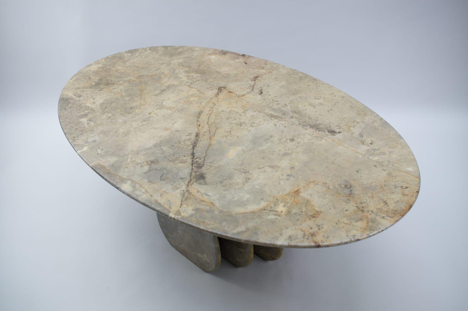 Oval Marble Coffee Table, Italy, 1970s 6