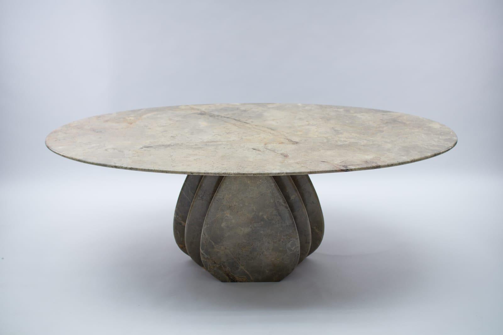 Mid-Century Modern Oval Marble Coffee Table, Italy, 1970s