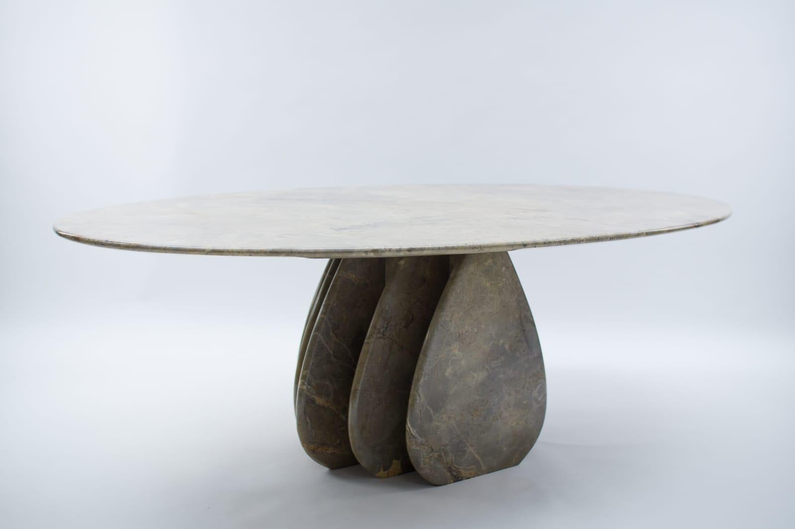 Oval Marble Coffee Table, Italy, 1970s 1