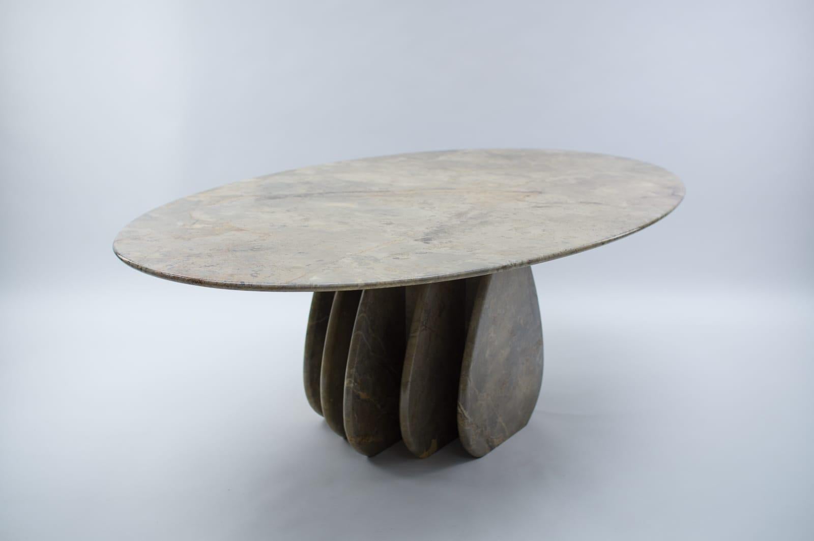 Oval Marble Coffee Table, Italy, 1970s 2