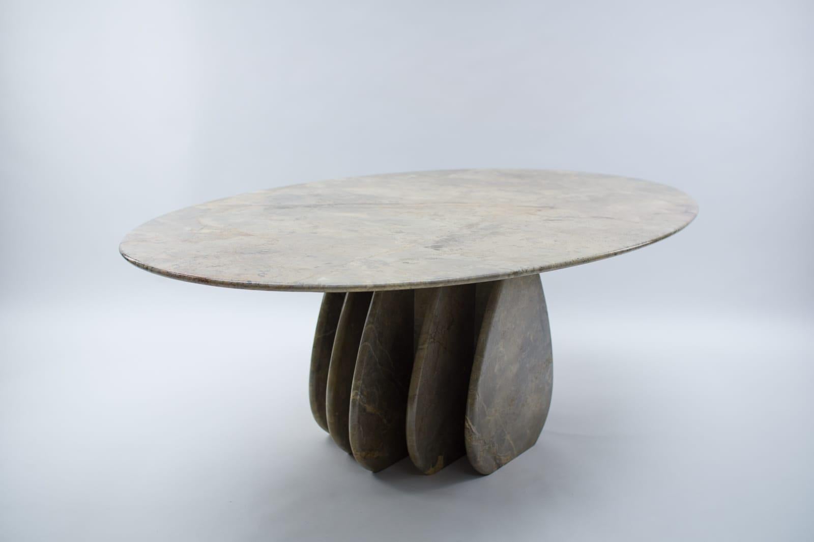 Oval Marble Coffee Table, Italy, 1970s 3