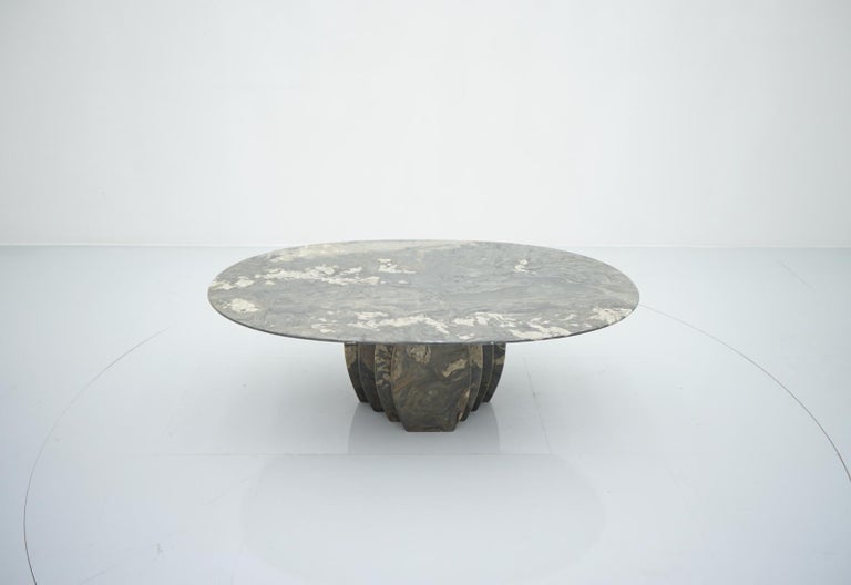 Oval Marble Coffee Table with a Sculptural Base, Italy, 1970s at 1stDibs