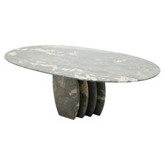 Oval Marble Coffee Table with a Sculptural Base, Italy, 1970s