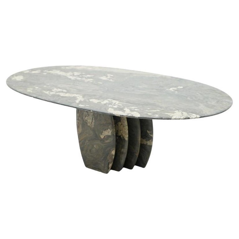 Oval Marble Coffee Table with a Sculptural Base, Italy, 1970s at 1stDibs