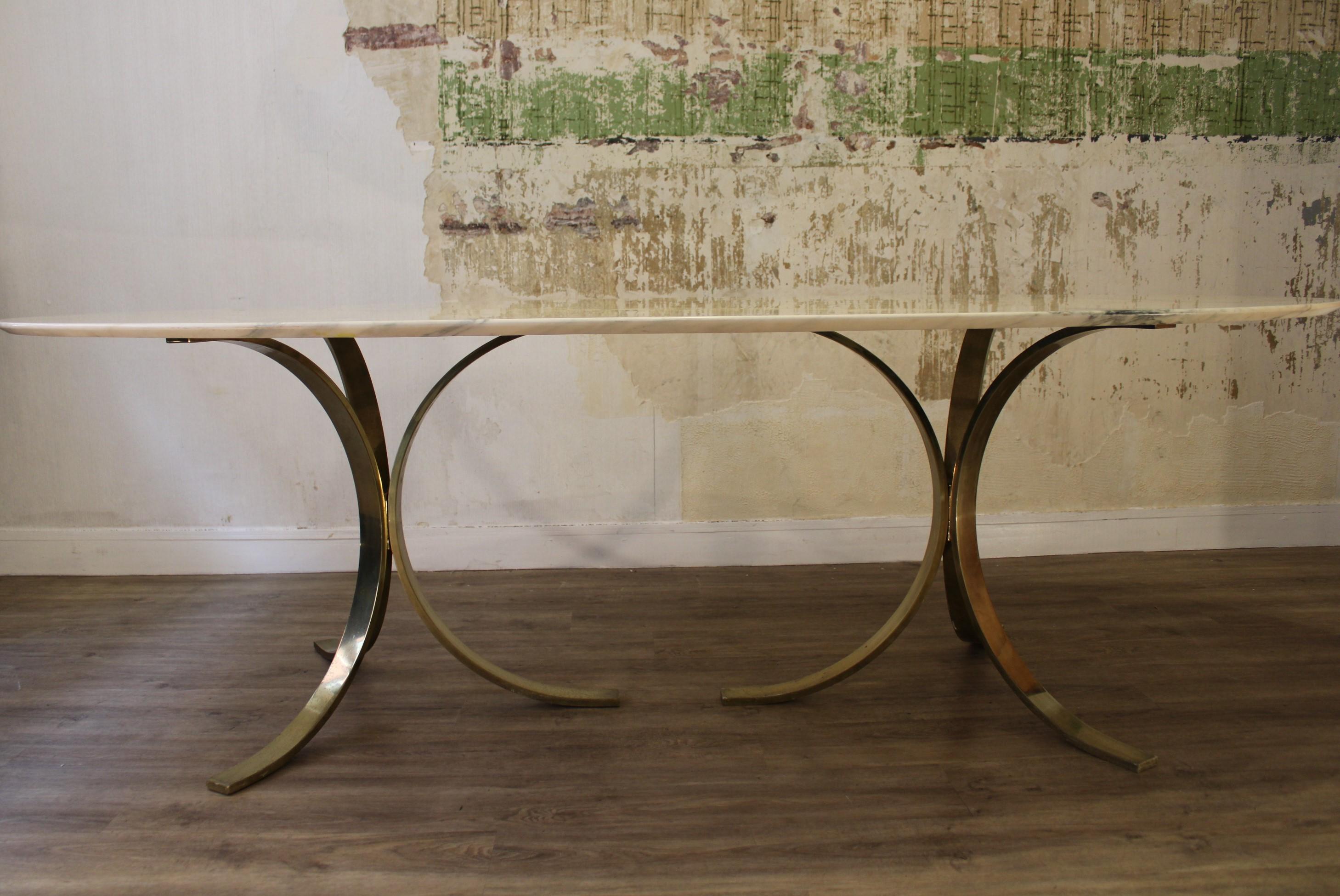 Mid-Century Modern Oval marble dining table