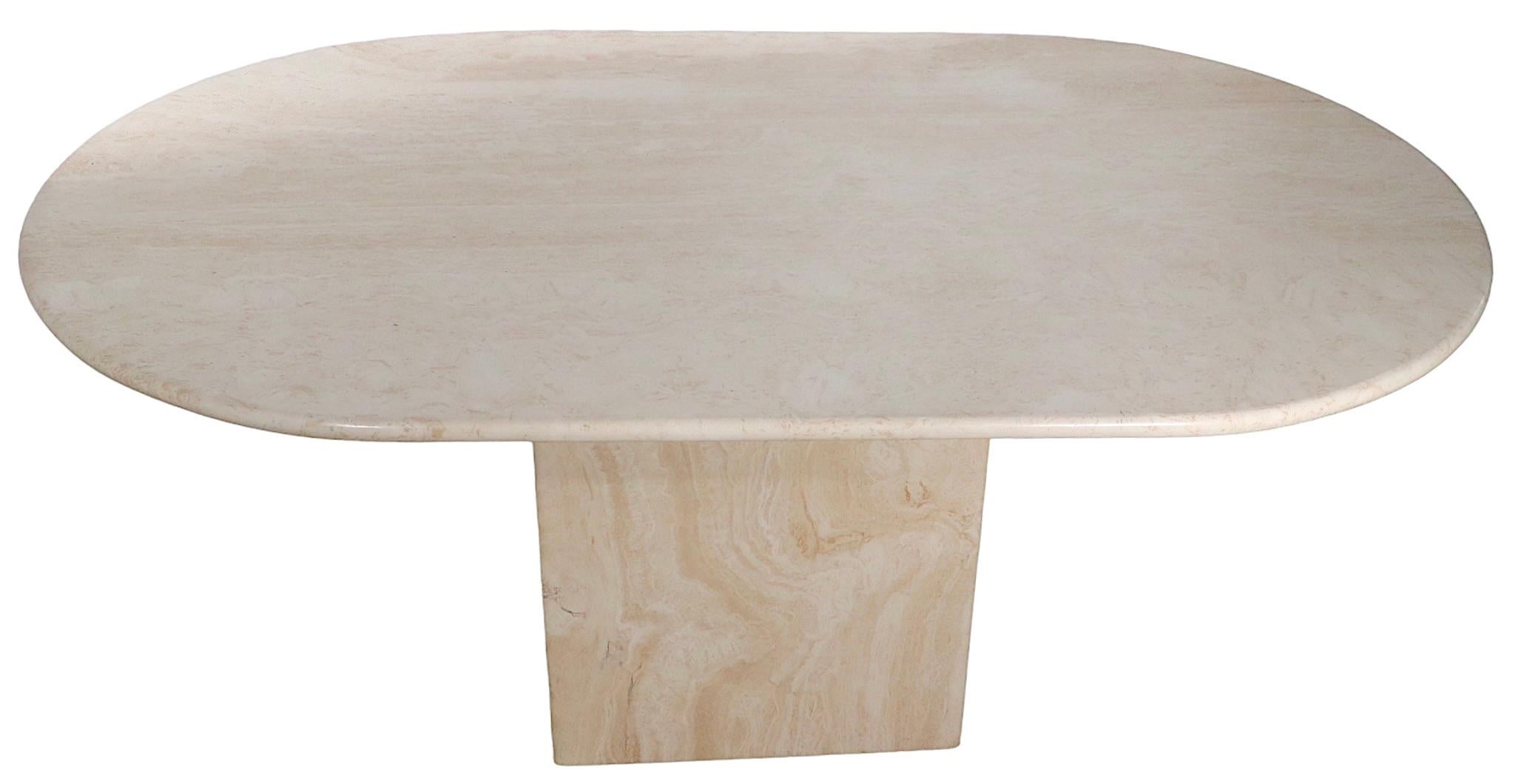 Oval Marble Dining Table with Marble Base Made in Italy by Stone International  4