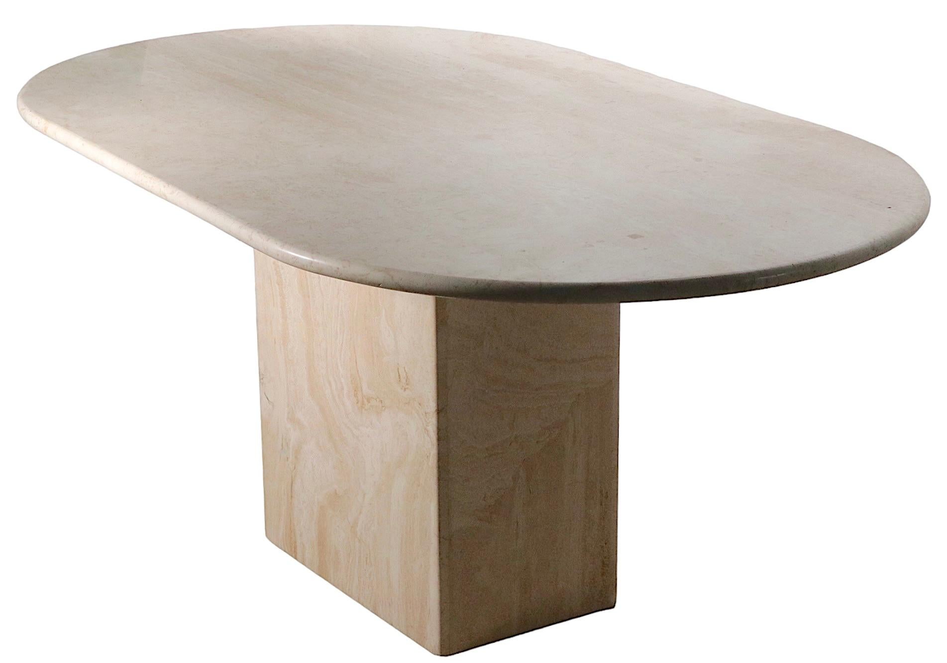 Oval Marble Dining Table with Marble Base Made in Italy by Stone International  5