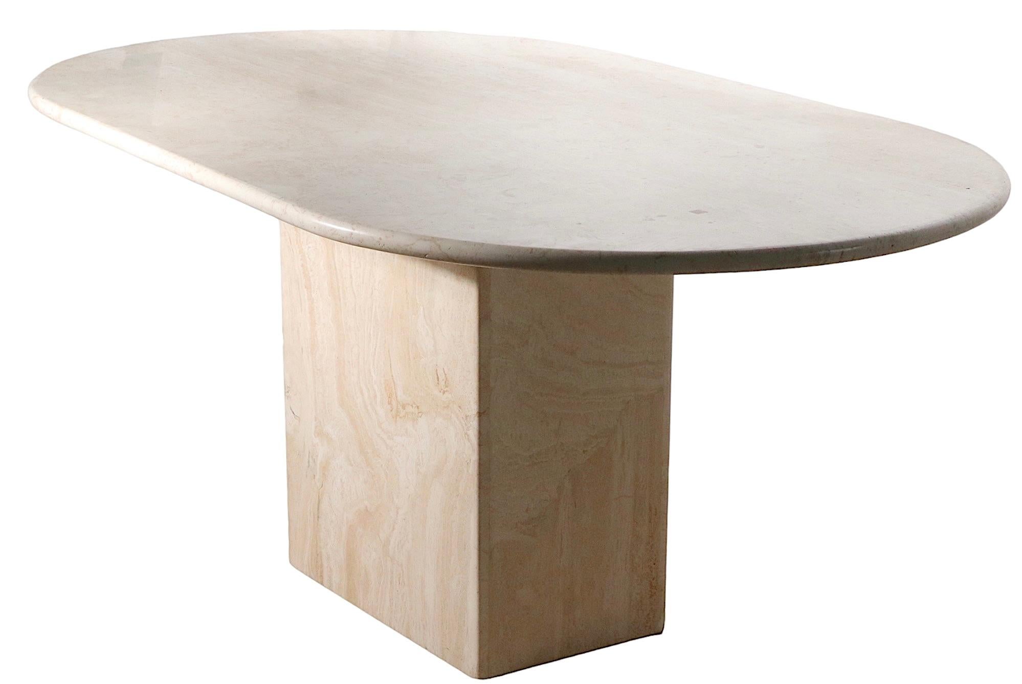 Oval Marble Dining Table with Marble Base Made in Italy by Stone International  6