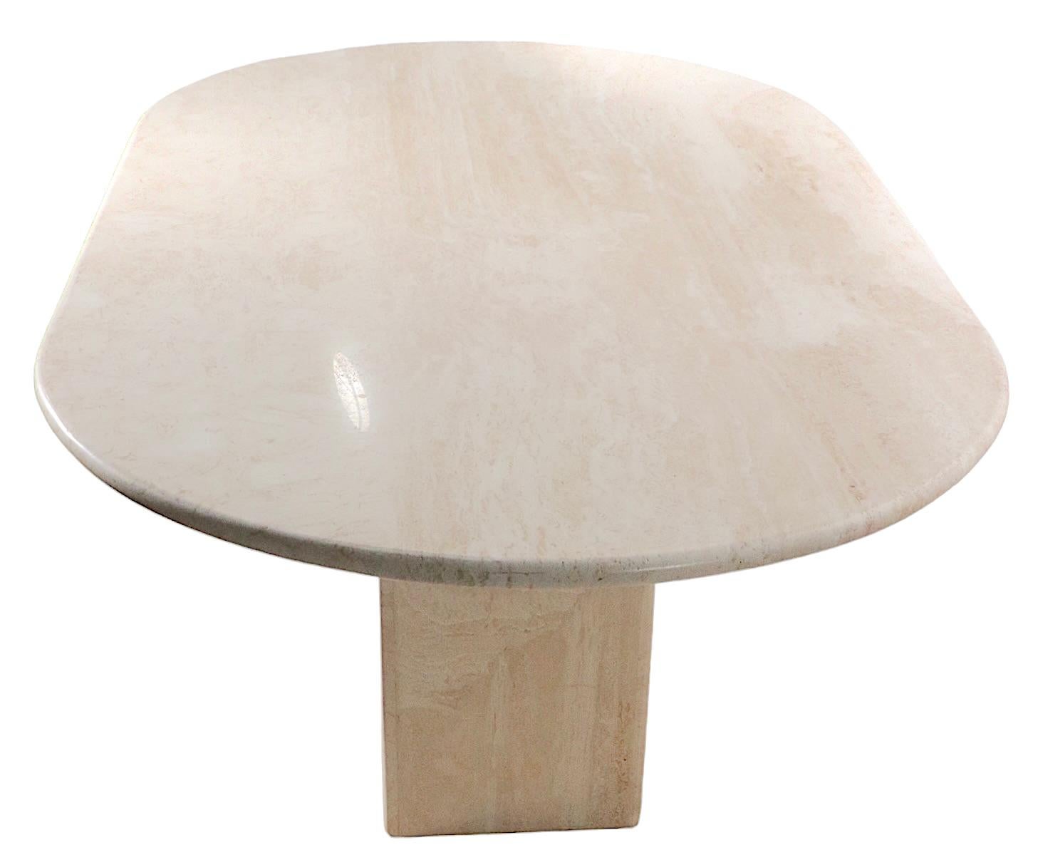 Oval Marble Dining Table with Marble Base Made in Italy by Stone International  7