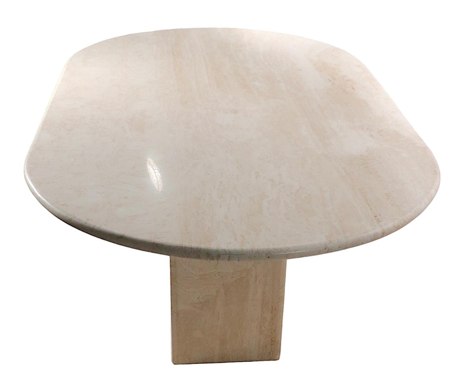 Oval Marble Dining Table with Marble Base Made in Italy by Stone International  8