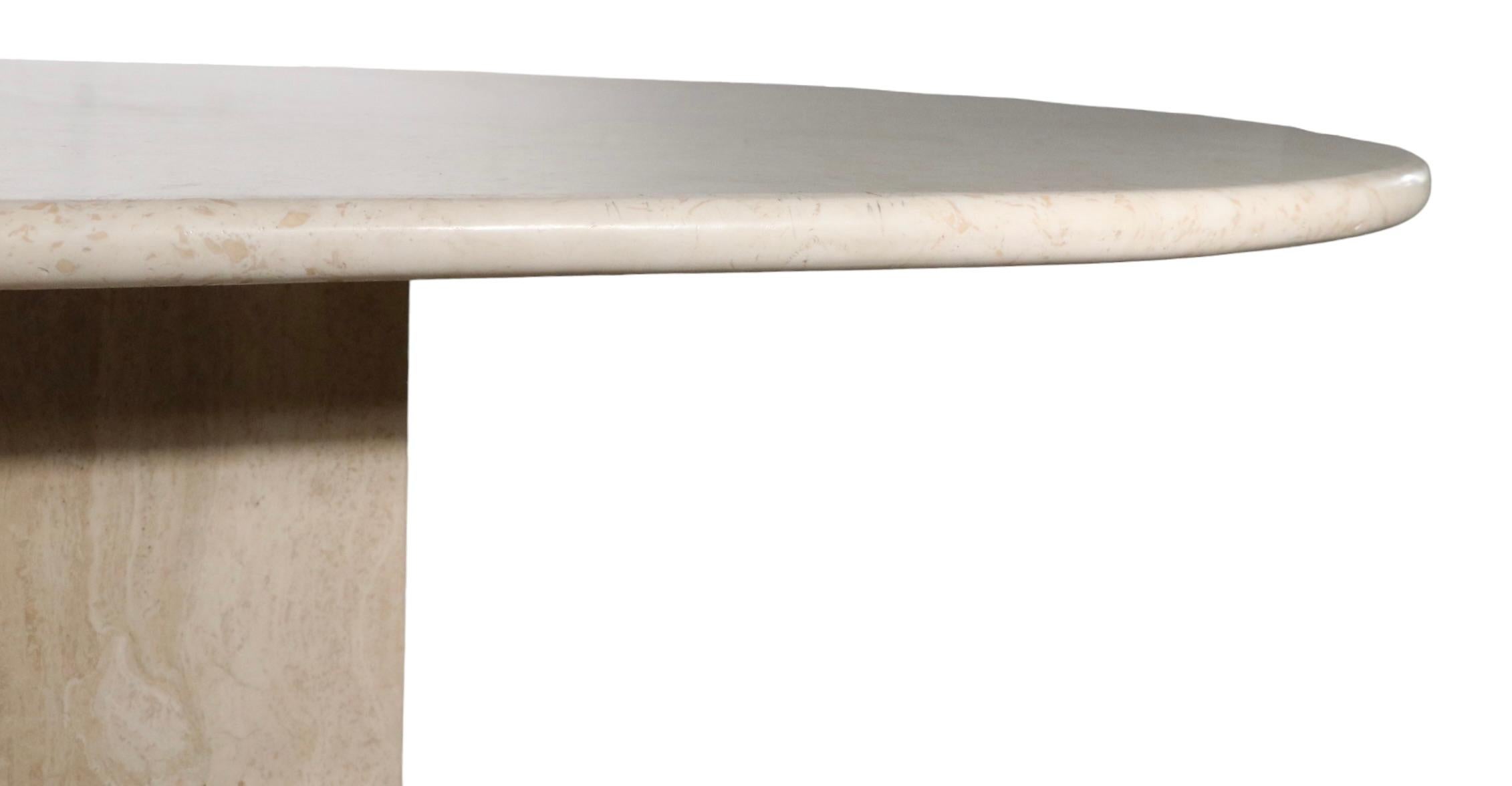 Italian Oval Marble Dining Table with Marble Base Made in Italy by Stone International 