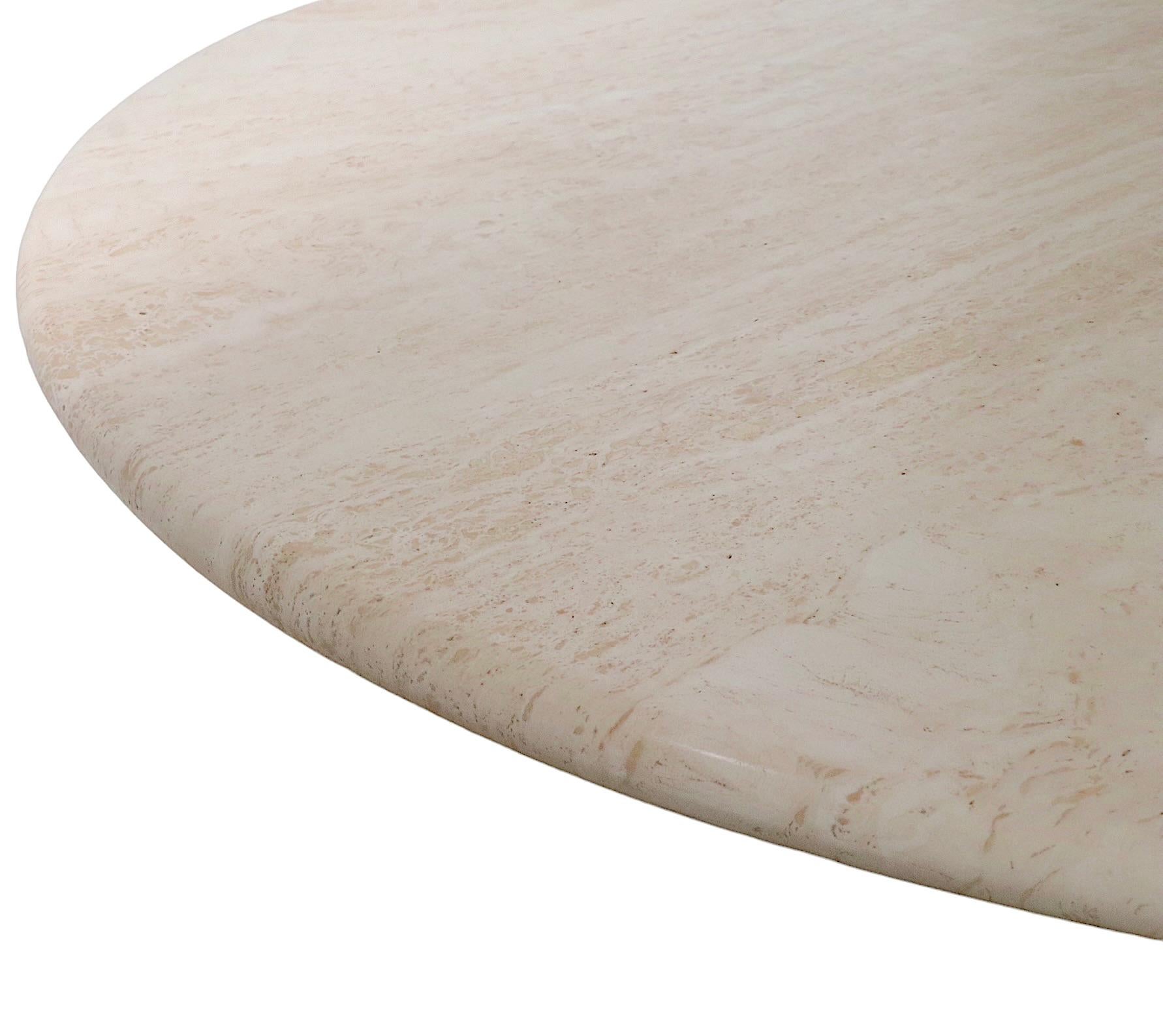 Oval Marble Dining Table with Marble Base Made in Italy by Stone International  1