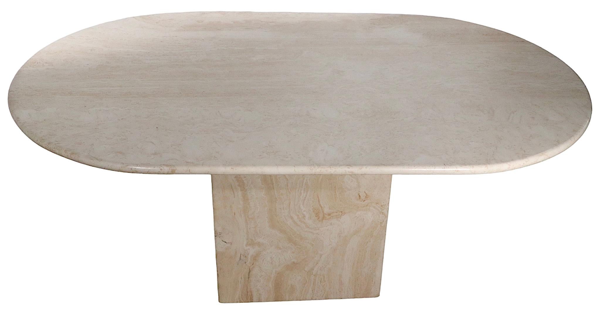 Oval Marble Dining Table with Marble Base Made in Italy by Stone International  3