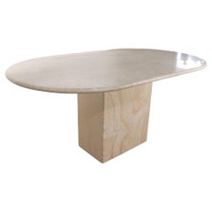 Oval Marble Dining Table with Marble Base Made in Italy by Stone International 