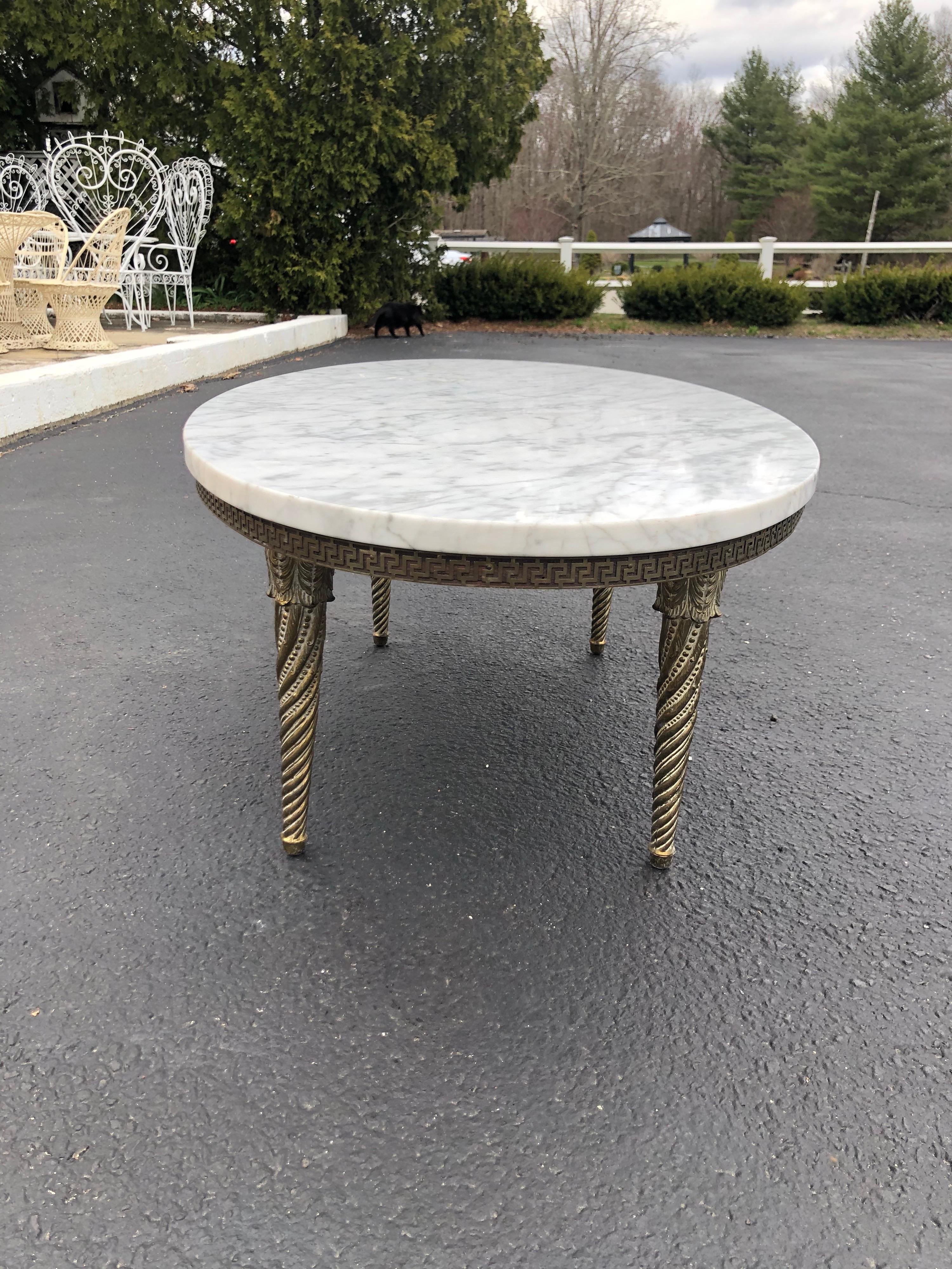 Oval Marble-Top and Brass Coffee Table 8
