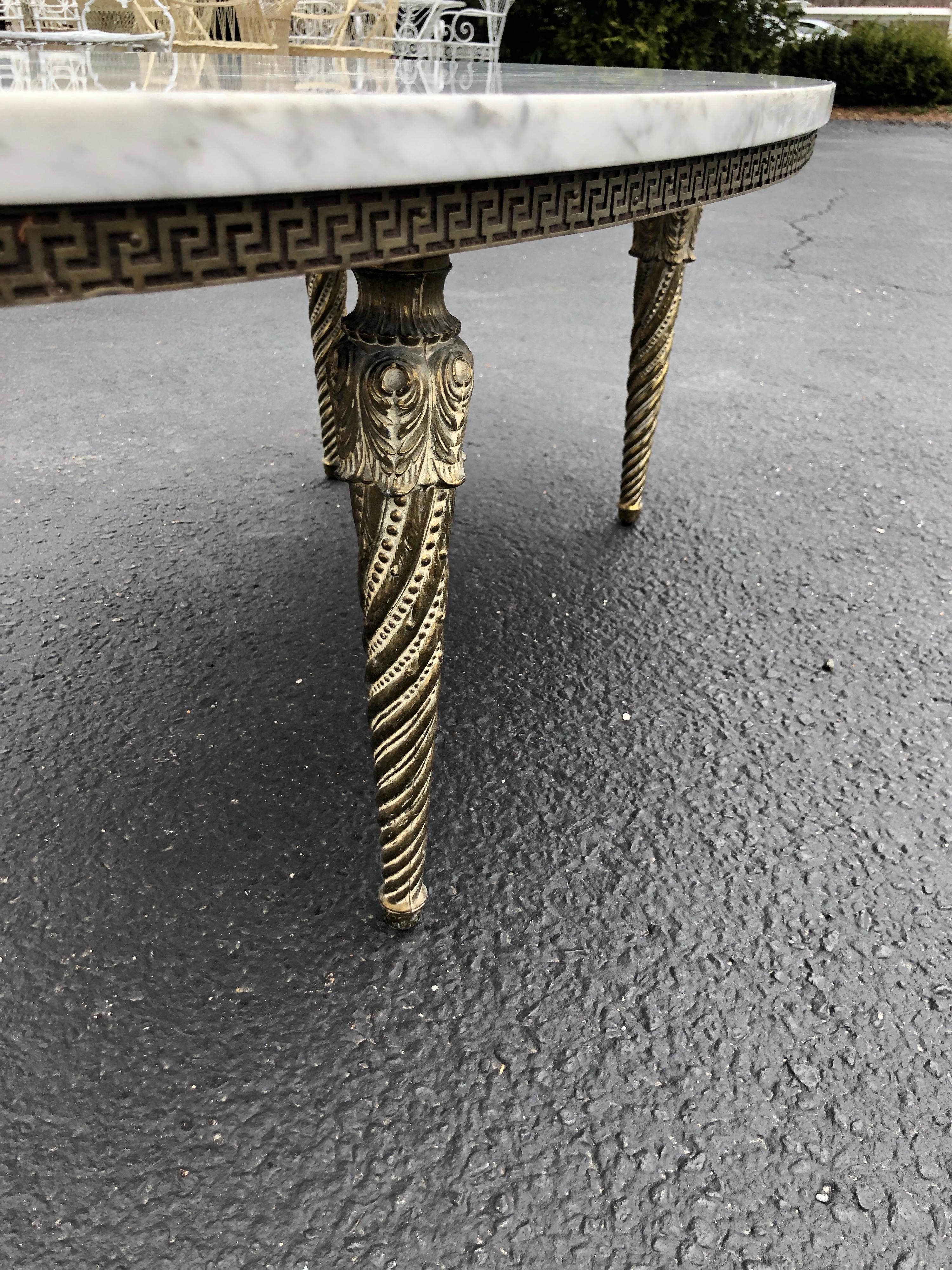 Oval Marble-Top and Brass Coffee Table 11