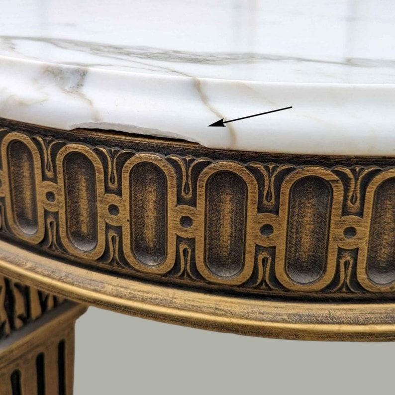 Oval Marble Top Coffee Table, Hollywood Regency, Art Deco, Ornate, Wood 5