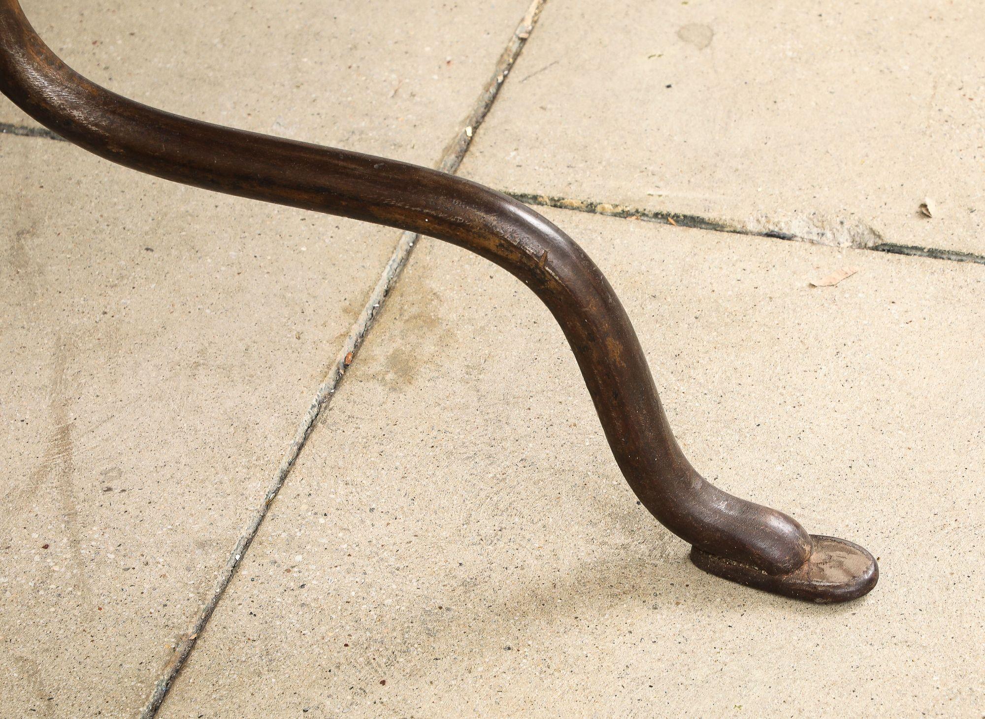 Oval Marble Topped Dining Table with Trestle Iron Base, France mid 20th c For Sale 5