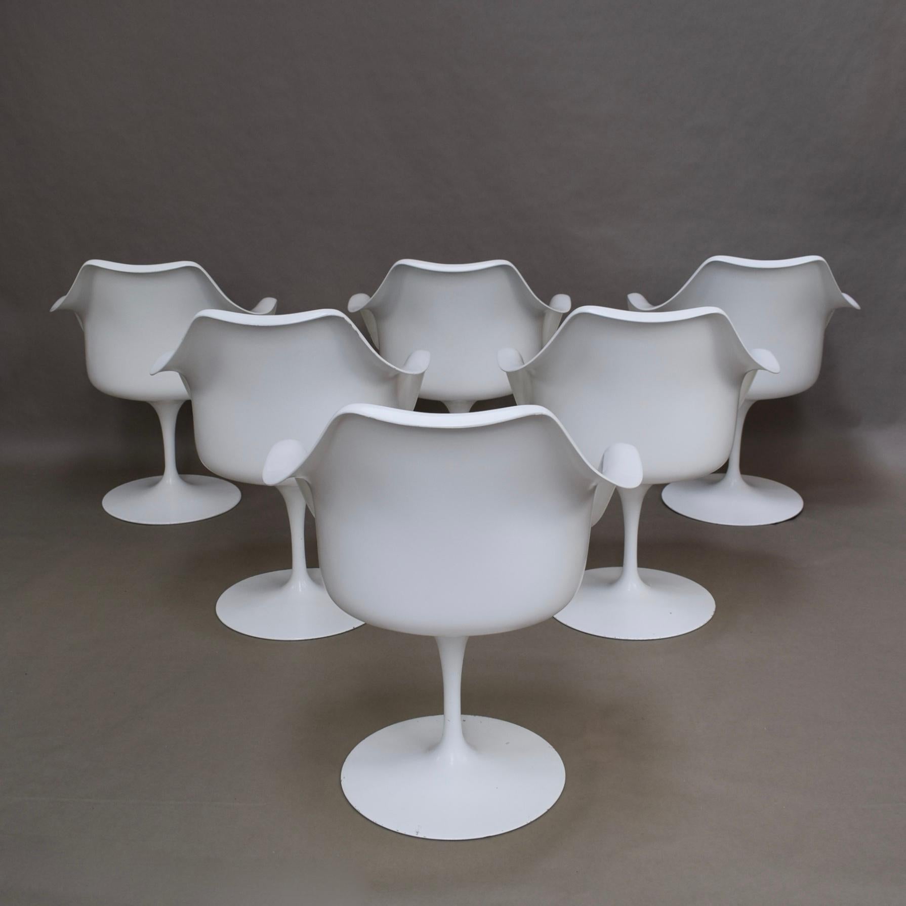 Oval Marble Tulip Dining Set by Saarinen for Knoll with Six Tulip Armchairs 4