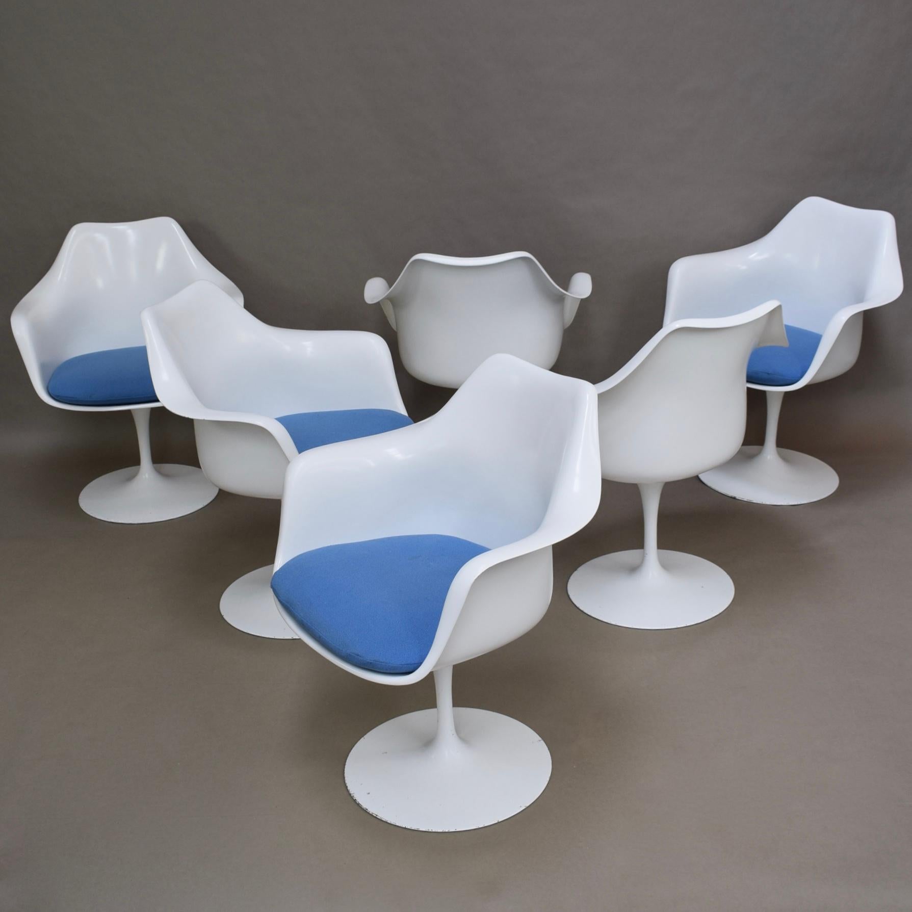 Oval Marble Tulip Dining Set by Saarinen for Knoll with Six Tulip Armchairs 6