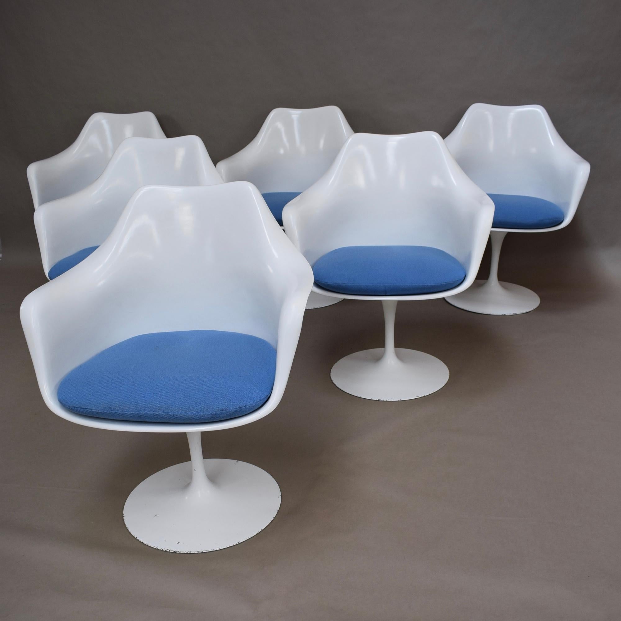 Oval Marble Tulip Dining Set by Saarinen for Knoll with Six Tulip Armchairs 2
