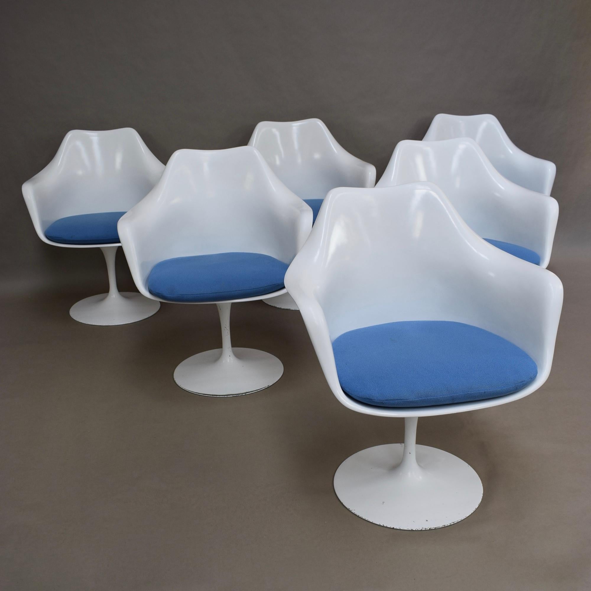 Oval Marble Tulip Dining Set by Saarinen for Knoll with Six Tulip Armchairs 3