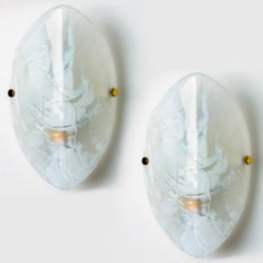 Oval Marbled Glass Wall Light by Hillebrand, Germany, 1960s