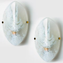 Oval Marbled Glass Wall Light by Hillebrand, Germany, 1960s