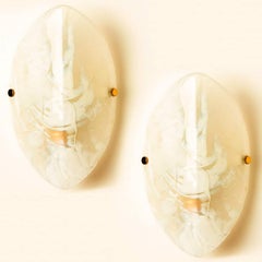 Oval Marbled Glass Wall Light by Hillebrand, Germany, 1960s