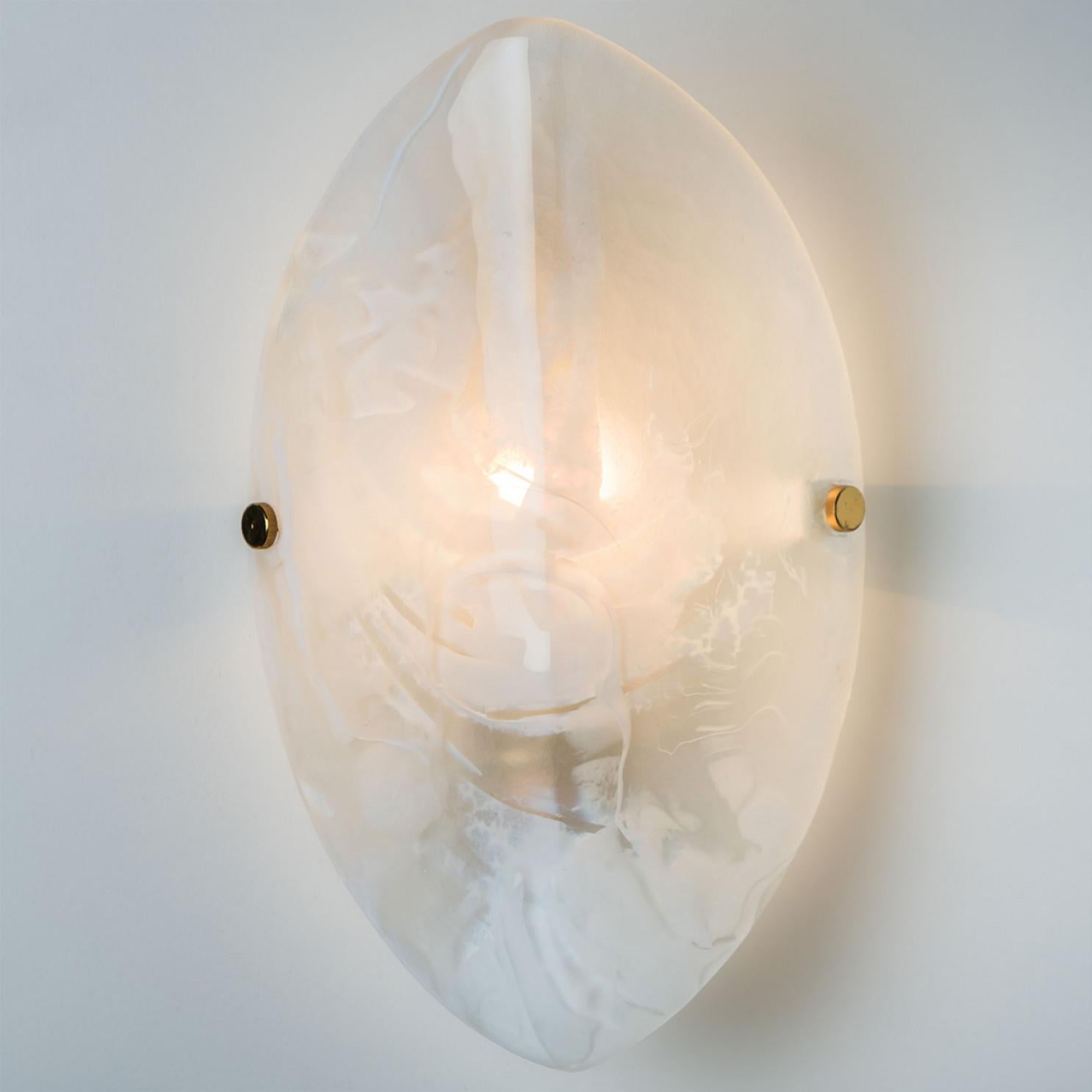 Oval Marbled Glass Wall Light by Hillebrand, Germany, 1960s In Good Condition For Sale In Rijssen, NL