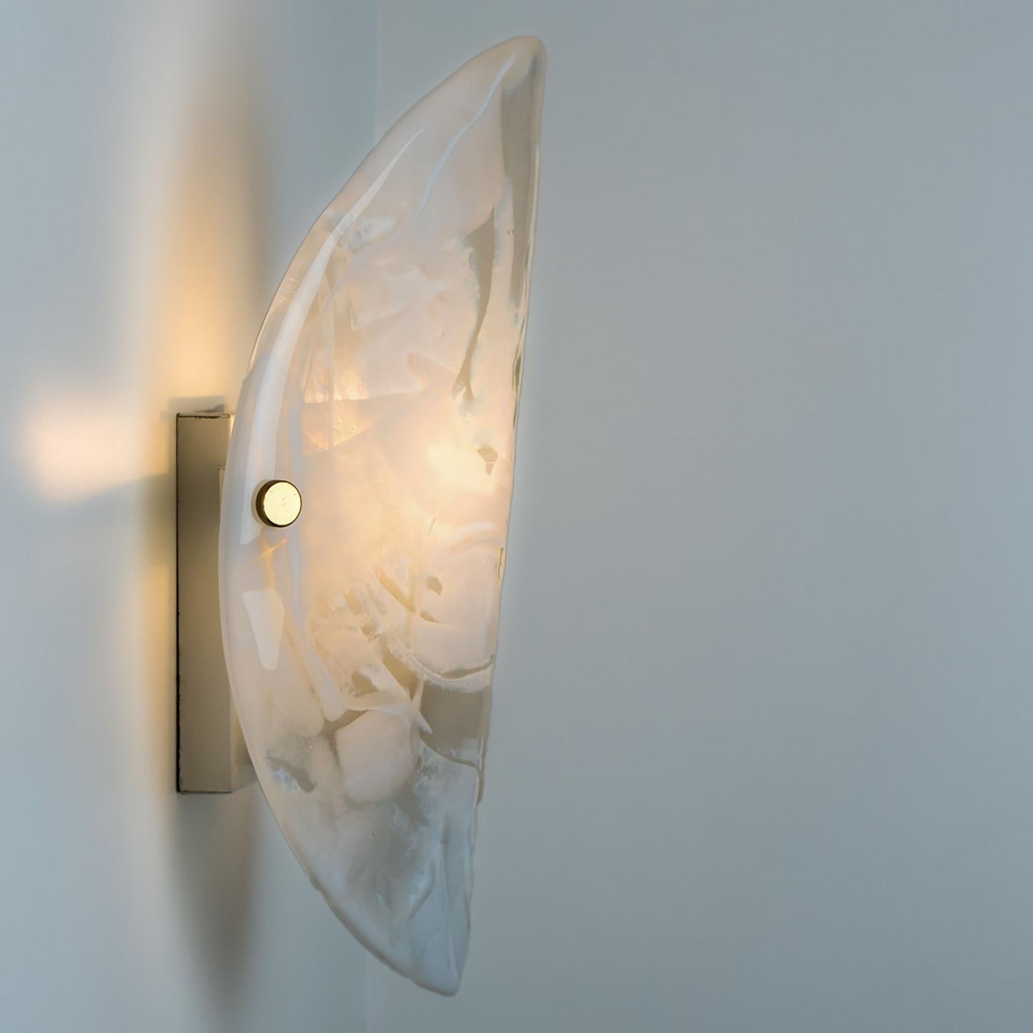 Mid-20th Century Oval Marbled Glass Wall Light by Hillebrand, Germany, 1960s For Sale