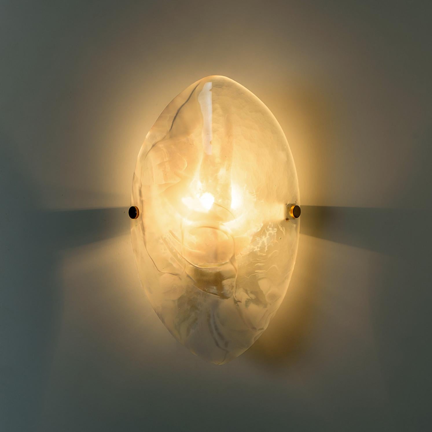 Oval Marbled Glass Wall Light by Hillebrand, Germany, 1960s For Sale 1
