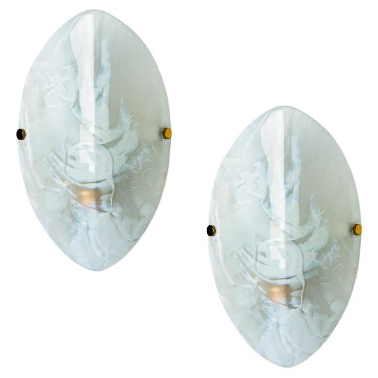 Oval Marbled Glass Wall Light by Hillebrand, Germany, 1960s