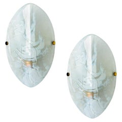 Oval Marbled Glass Wall Light by Hillebrand, Germany, 1960s