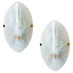 Oval Marbled Glass Wall Light by Hillebrand, Germany, 1960s