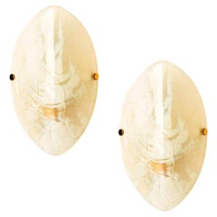 Oval Marbled Glass Wall Light by Hillebrand, Germany, 1960s
