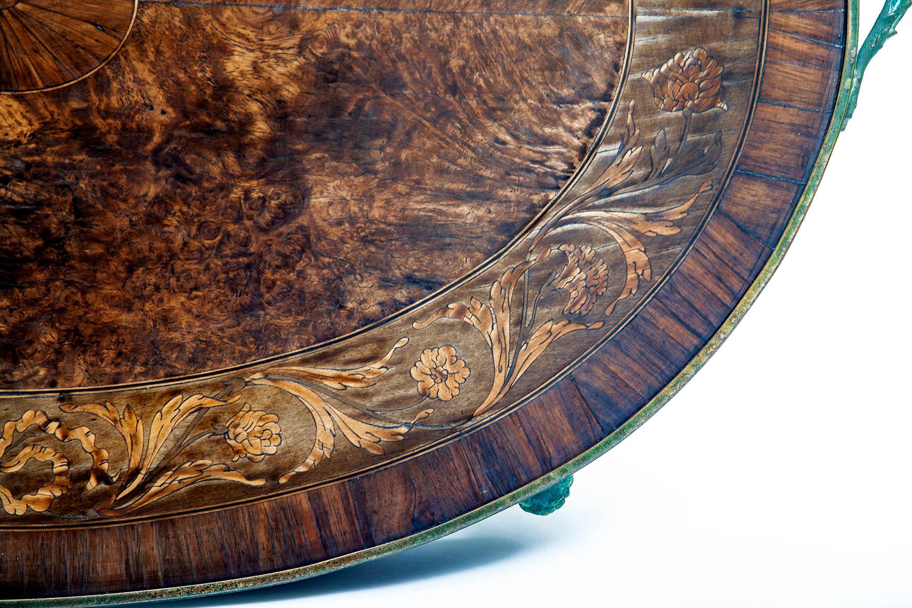 Egyptian Revival Oval Marquetry Tray Table For Sale 3