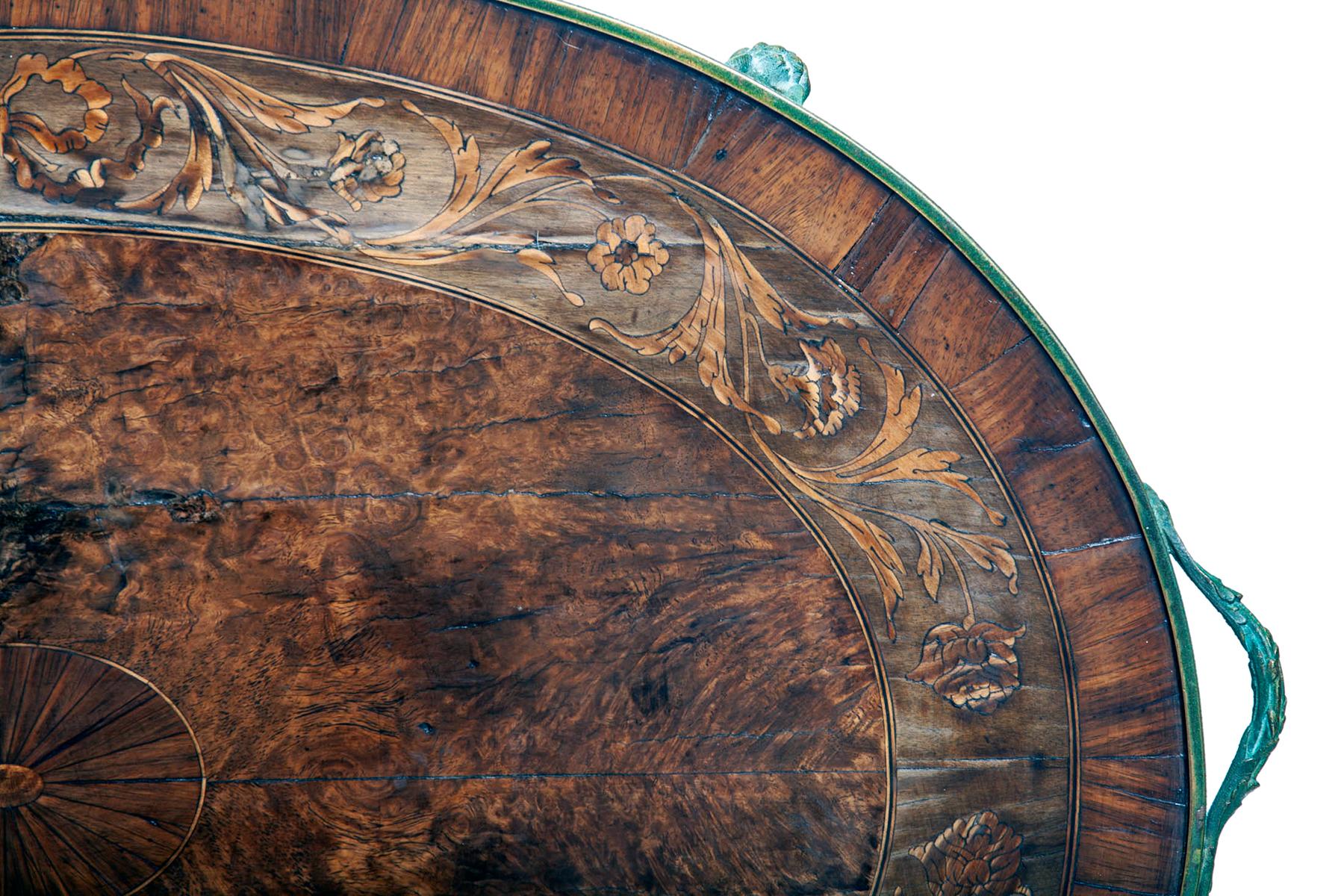 Egyptian Revival Oval Marquetry Tray Table For Sale 6