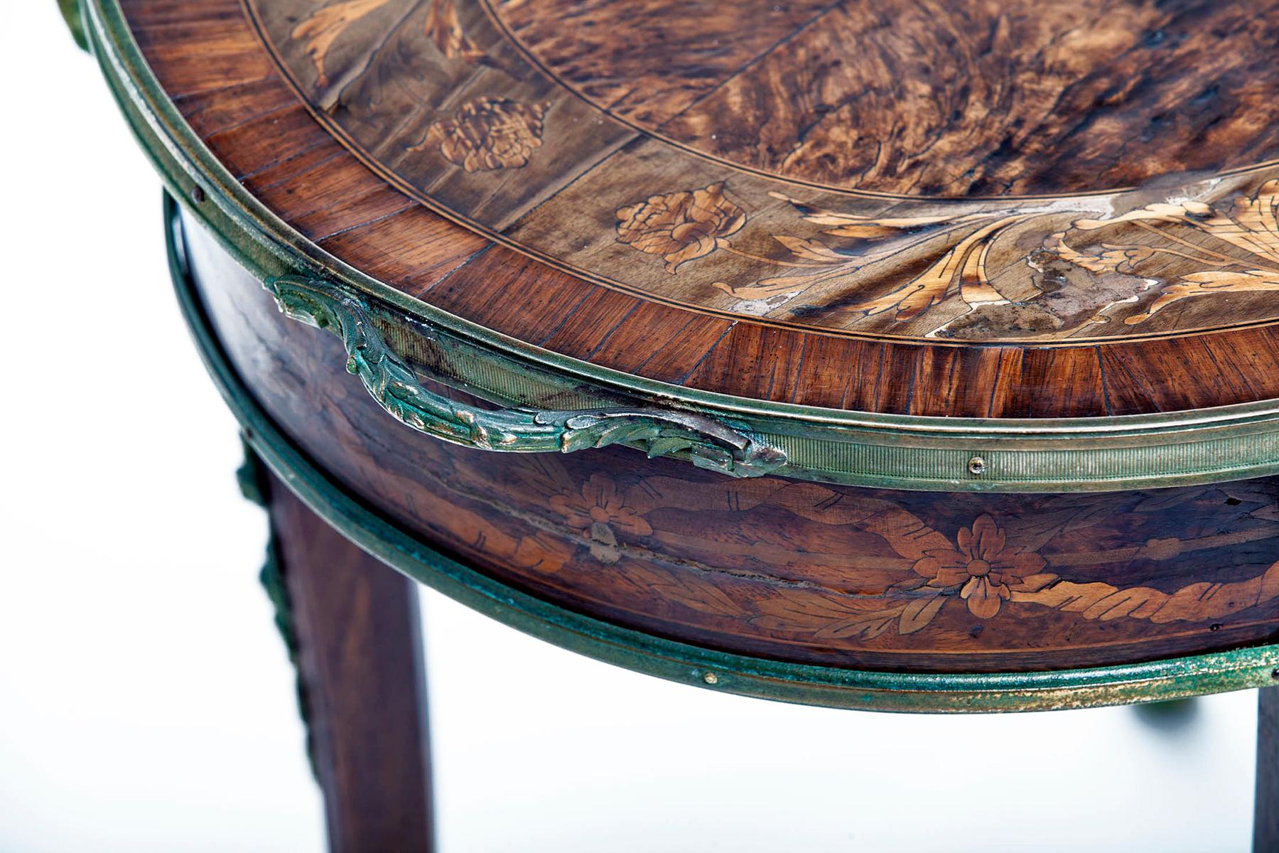 Egyptian Revival Oval Marquetry Tray Table For Sale 7